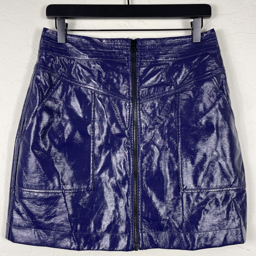 Rebecca Minkoff Marguerite Purple Faux Leather Mini Skirt Size 8